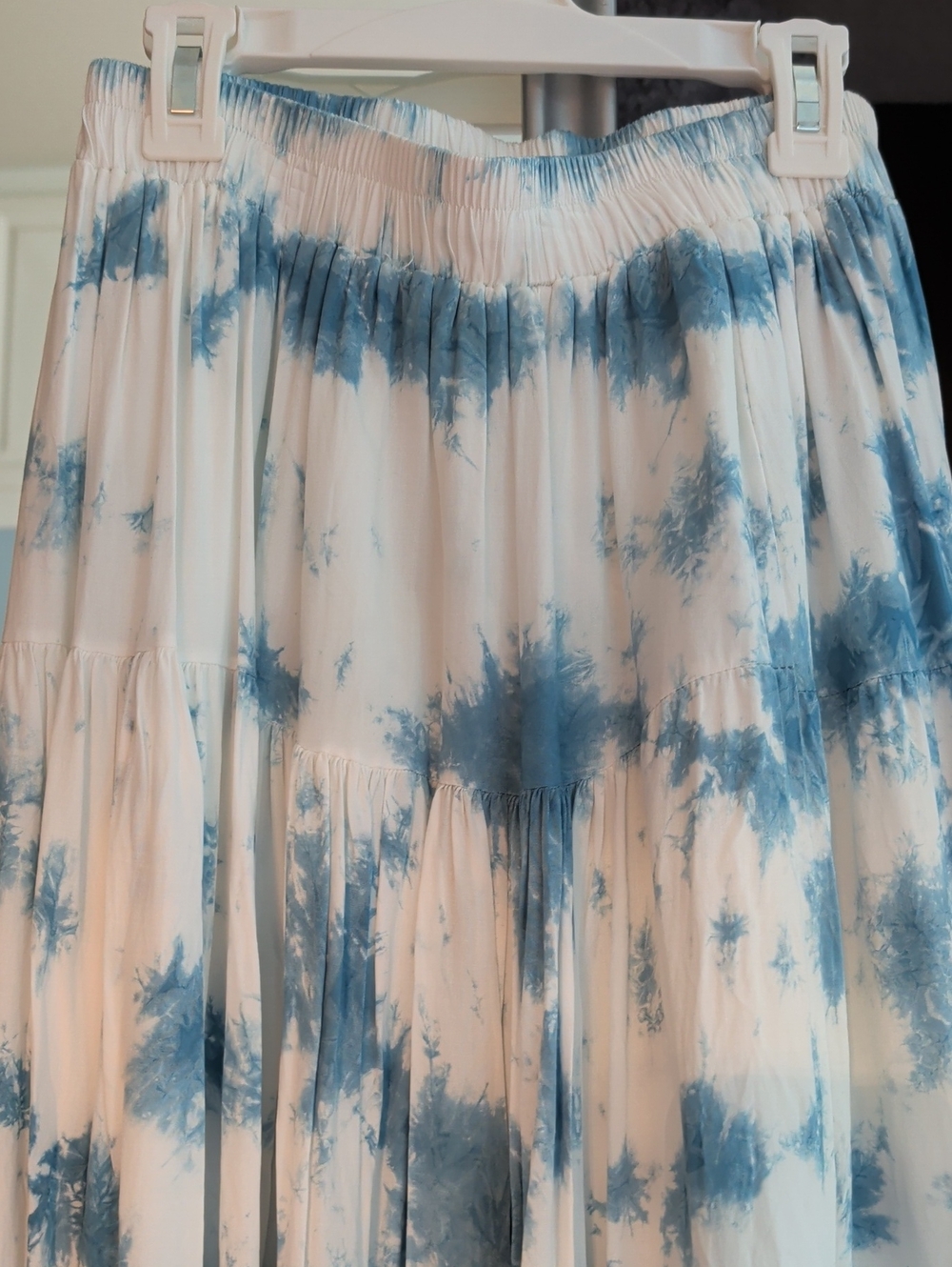 Tie-Dye Blue and White Maxi Skirt